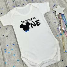Load image into Gallery viewer, Personalised is one Mickey or Minnie Mouse, First Birthday Short Sleeve Romper