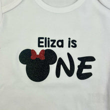 Load image into Gallery viewer, Personalised is one Mickey or Minnie Mouse, First Birthday Short Sleeve Romper - Little Secrets Clothing