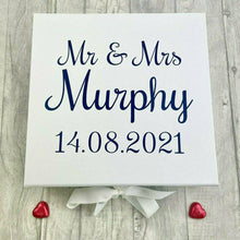 Load image into Gallery viewer, Personalised 'Mr & Mrs' Wedding Memory Keepsake Gift Box