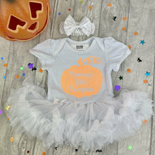 Load image into Gallery viewer, 'Mummy's Little Pumpkin' Baby Girl Tutu Romper With  Bow Headband, Thanksgiving Halloween