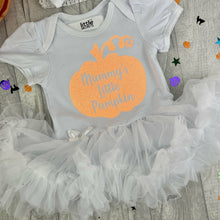 Load image into Gallery viewer, 'Mummy's Little Pumpkin' Baby Girl Tutu Romper With  Bow Headband, Thanksgiving Halloween
