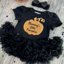 Load image into Gallery viewer, 'Mummy's Little Pumpkin' Baby Girl Tutu Romper With  Bow Headband, Thanksgiving Halloween
