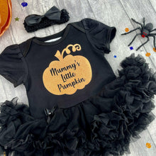 Load image into Gallery viewer, 'Mummy's Little Pumpkin' Baby Girl Tutu Romper With  Bow Headband, Thanksgiving Halloween