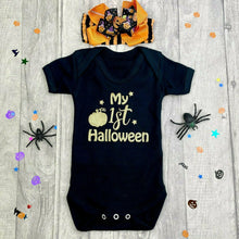 Load image into Gallery viewer, My 1st Halloween Outfit, Baby Girl Pumpkin Romper Set