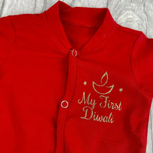 Load image into Gallery viewer, 'My First Diwali' Traditional Diya, Hindu Celebration Baby Sleepsuit