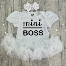 Load image into Gallery viewer, Mini Boss Baby Girl Tutu Romper With Matching Bow Headband
