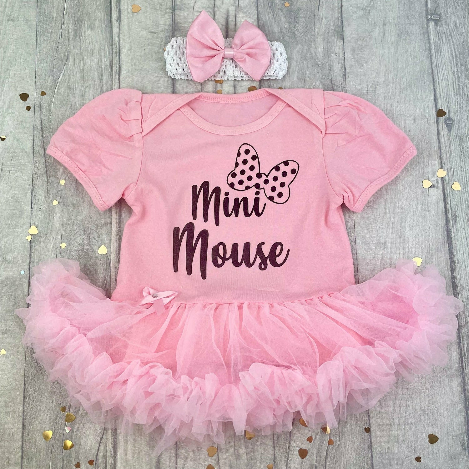 Mini Mouse Bow Baby Girl Tutu Romper With Matching Bow Headband, Disney  Minnie Mouse