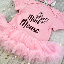 Load image into Gallery viewer, Mini Mouse Bow Baby Girl Tutu Romper With Matching Bow Headband, Disney Minnie Mouse
