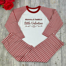 Load image into Gallery viewer, Personalised Little Valentine Children's Pyjamas, Valentines Day Red & White Pyjama Set