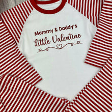Load image into Gallery viewer, Personalised Little Valentine Children's Pyjamas, Valentines Day Red & White Pyjama Set