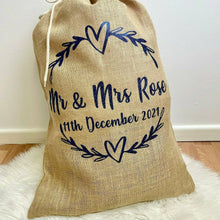 Load image into Gallery viewer, Personalised Hessian Mr & Mrs Wedding Sack