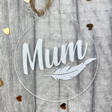 Load image into Gallery viewer, Bereavement Personalised Christmas Bauble, Feather Christmas Decoration