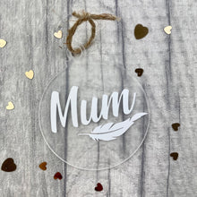 Load image into Gallery viewer, Bereavement Personalised Christmas Bauble, Feather Christmas Decoration