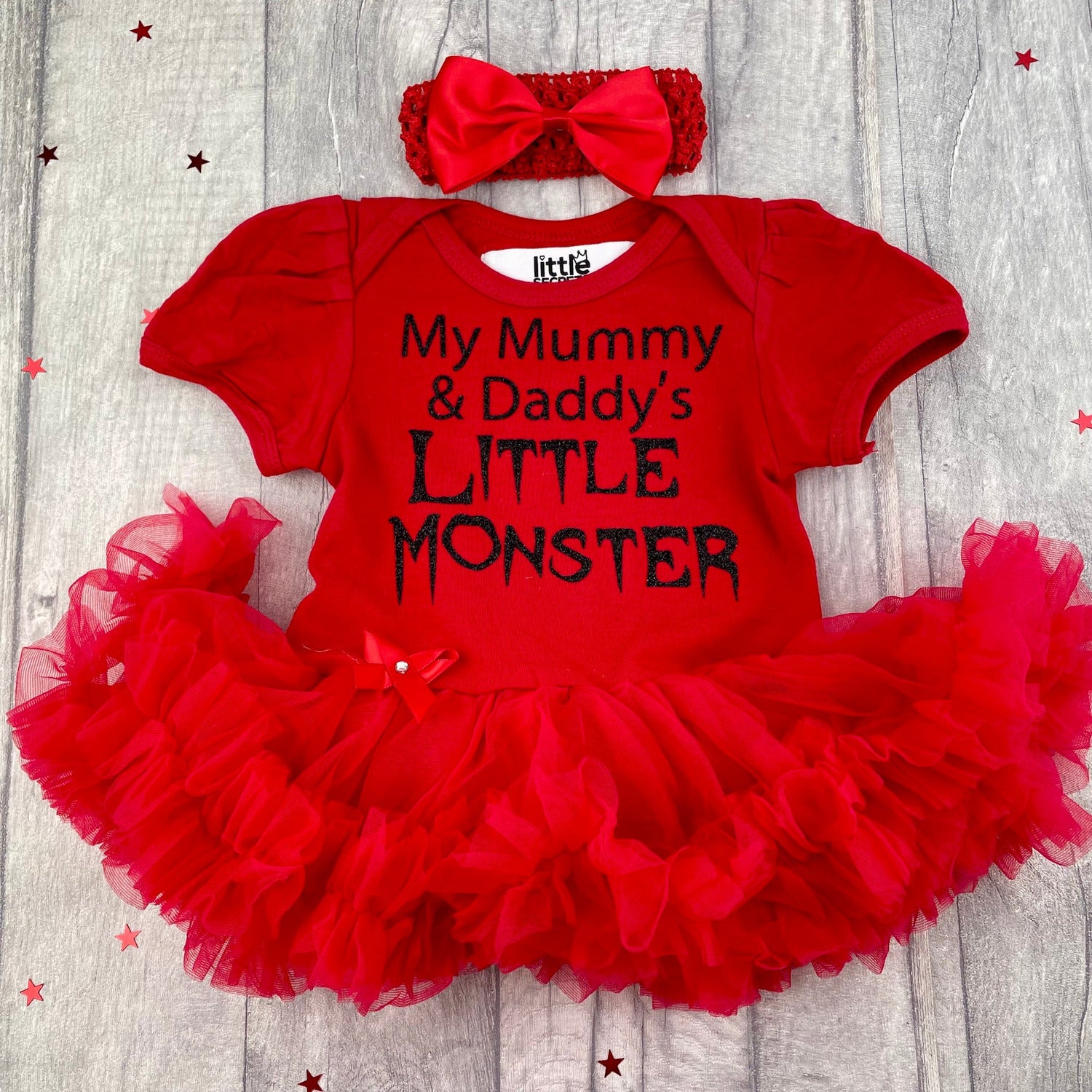 My Mummy Daddy s Little Monster Baby Girl Tutu Romper With Headband Little Secrets Clothing