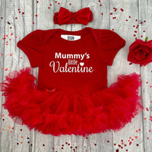 Load image into Gallery viewer, Mummy's Little Valentine, Long Sleeve or Short Sleeve Baby Girls Red Tutu Romper with Headband