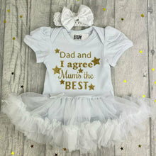 Load image into Gallery viewer, Dad And I Agree Mum's The Best Baby Girl Tutu Romper With Matching Bow Headband
