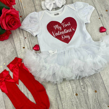 Load image into Gallery viewer, Baby Girls First Valentine's Day Tutu Romper With Headband, Socks or Tights