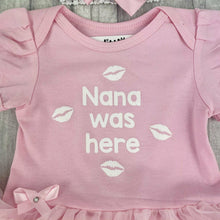 Load image into Gallery viewer, 'Nana Was Here' Baby Girl Tutu Romper With Matching Bow Headband