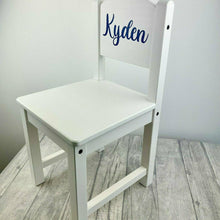Load image into Gallery viewer, Personalised Baby Girls & Boys Curly Name, White Wooden Nursery Chair