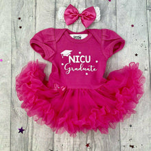 Load image into Gallery viewer, 'NICU Graduate' Premature / Tiny Baby Girl's Tutu Romper with Matching Bow Headband