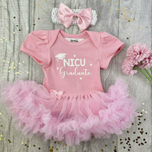 Load image into Gallery viewer, 'NICU Graduate' Premature / Tiny Baby Girl's Tutu Romper with Matching Bow Headband