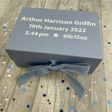 Load image into Gallery viewer, Personalised Newborn Baby Keepsake Box Gift, Baby Boy & Baby Girl Gift