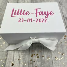 Load image into Gallery viewer, Personalised Newborn Baby Keepsake Gift Box, Name & Date of Birth, Baby Boy or Baby Girl Memory Box