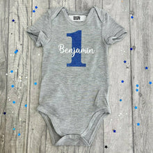 Load image into Gallery viewer, Personalised First Birthday Boy's Grey Romper - Little Secrets Clothing