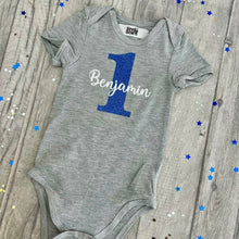 Load image into Gallery viewer, Personalised First Birthday Boy's Grey Romper - Little Secrets Clothing