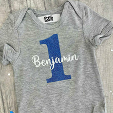 Load image into Gallery viewer, Personalised First Birthday Boy's Grey Romper - Little Secrets Clothing