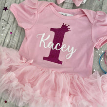 Load image into Gallery viewer, Personalised 1st Birthday Pink Tutu Romper