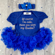 Load image into Gallery viewer, Funny Auntie Baby Girl Tutu Romper With Headband, Of Course I'm Cute. Have You Seen My Auntie?