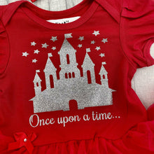 Load image into Gallery viewer, WORLD BOOK DAY! Disney Castle Once Upon A Time Baby Girl Tutu Romper With Matching Bow Headband