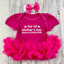 Load image into Gallery viewer, Personalised Our 1st Mother's Day Baby Girl, Tutu Romper With Matching Bow Headband, Mummy & Daughter