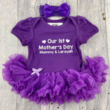 Load image into Gallery viewer, Personalised Our 1st Mother's Day Baby Girl, Tutu Romper With Matching Bow Headband, Mummy & Daughter