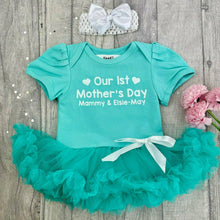 Load image into Gallery viewer, Personalised Our 1st Mother's Day Baby Girl, Tutu Romper With Matching Bow Headband, Mummy & Daughter