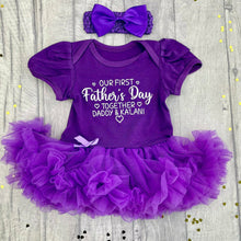 Load image into Gallery viewer, Personalised First Father's Day Baby Girl Tutu Romper