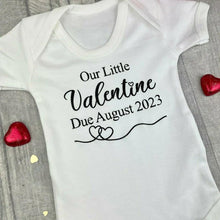 Load image into Gallery viewer, Personalised Our Little Valentine Newborn Short Sleeve Romper, Pregnancy/Baby Announcement - Little Secrets Clothing