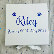 Load image into Gallery viewer, Personalised Pet / Dog Paw Memories Keepsake Ribbon Box