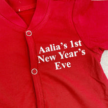 Load image into Gallery viewer, Personalised Babies 1st New Years Eve Red Full Baby Suit, Christmas