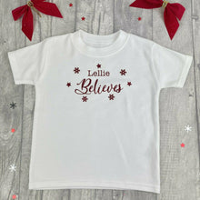 Load image into Gallery viewer, Personalised I Believe Children's White Christmas T-shirt