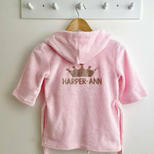 Load image into Gallery viewer, Personalised Girls Hooded Pink Dressing Gown, Princess Robe