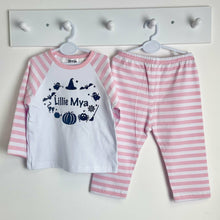 Load image into Gallery viewer, Halloween Pyjamas, Personalised Boys & Girls Stripe PJ's
