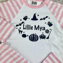 Load image into Gallery viewer, Halloween Pyjamas, Personalised Boys & Girls Stripe PJ's