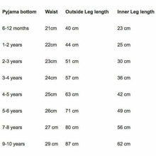 Load image into Gallery viewer, Pyjama Bottom Size Guide