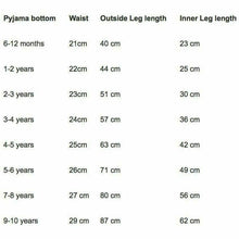 Load image into Gallery viewer, Pyjama Size Guide