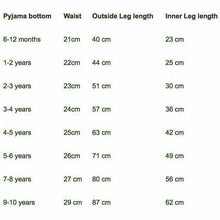 Load image into Gallery viewer, Pyjama Bottom Size Guide