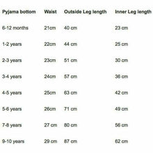 Load image into Gallery viewer, Pyjama Bottoms Size Guide