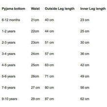 Load image into Gallery viewer, Pyjama Bottom Size Guide