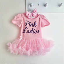 Load image into Gallery viewer, 'Pink Ladies' Grease Film Baby Girl Tutu Romper With Matching Bow Headband